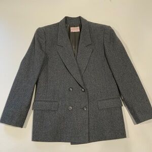 VTG Pendleton Petite 12 gray Double-breasted Wool Blazer
